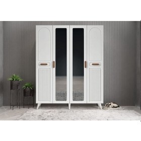 Resim Zenon Membran 4 Kapaklı Portmanto Montaj Dahil Beyaz 140 Cm 