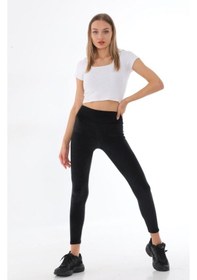 Resim Kadife Yumuşak Tayt SiYAH 