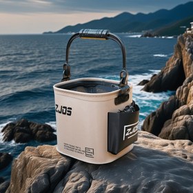 Resim Katlanabilir Balıkçılık Kovası, 8L/13L Taşınabilir Su Kova, Sağlam & Çok Fonksiyonlu, Yürüyüş/Balıkçılık/Kamp/Seyahat için 5 Metre İple 