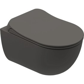 Resim Kale Zero 2.0 Kanalsız Asma Klozet + Ultra Slim Yavaş Kapanan Klozet Kapağı Mat Antrasit Gri 
