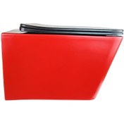 Resim Pure Mat Kırmızı Sıyah Kanalsız Asma Klozet+Soft Kapak Wh-817+Cs- 