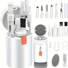 Resim 20-in-1 Çok Fonksiyonlu Temizlik Kiti, Elektronik Cihazlar İçin Uygun, Klavye Temizleyici, Laptoplar, Kameralar, Telefonlar, MacBook Klavye Temizleyici, PC İçin Sprey Temizlik Fırçası, Mobil Ekran Temizleme Aracı Kiti 