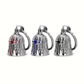 Resim 1 adet Motosiklet Çanı Knight Guardian Çanı Hediye, Motosiklet Bisiklet Evcil Hayvan Dekorasyonu için Uygun 