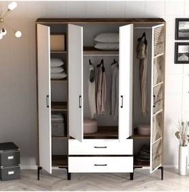 Resim Variant Kumsal 4 Kapılı Stp Gardrop - Ceviz / Beyaz 