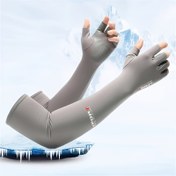 Resim 1 Çift Unisex Serinletici Kol Kollukları, Yarım Parmak Buz Slick Fiber Kumaşlı, Bisiklet/Motosiklet/Dış Mekan Sporları ve Daha Fazlası için Ter Emici Kılıflar 
