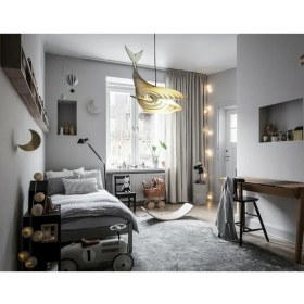 Resim Hüma Çocuk Genç Odası Için Doğal Ahşap Mdf 3D Puzzle Lazer Kesim Balina Avize 