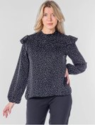 Resim Banzo Büyük Beden Puantiyeli Şık Kadın Bluzu 178823225 Siyah 