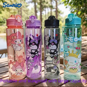 Resim Sanrio Kuromi & My Melody Sızdırmaz Taşınabilir Spor Su Şişesi - Dayanıklı Şeffaf PC Malzeme, Pembe Kapaklı ve Askılı Sevimli Karikatür Tasarım, Fitness, Dış Aktiviteler, Seyahat, Anneler Günü & Mezuniyet Hediyeleri İçin Mükemmel, Sevimli Su Şişesi, Fitness Hidrasyon Ekipmanı, Oyunbaz İçecek Kabı 