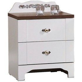 Resim Pasific Home Gazel 2 Çekmeceli Komodin Koyu Meşe - Beyaz 