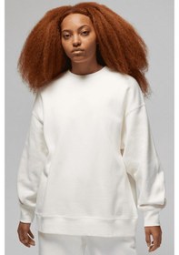 Resim Nike Jordan Flight Fleece Crew Oversize Kadın Geniş Kalıp Sweatshirt Beyaz 