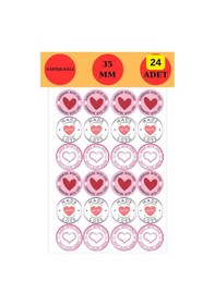Resim 24 Adet - Love Heart Sticker - Kalp Sticker - Love Sticker - Paketleme Sticker - Notebook Sticker - Çok Renkli 