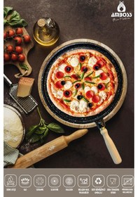 Resim Olivin Döküm Granit Pizza Gözleme Tavası Siyah 