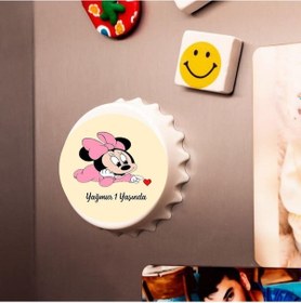 Resim İsme Özel Baskılı Minnie Mause Doğum Günü Açacak Magnet 10 Adet 