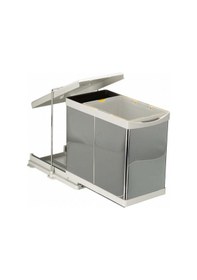 Resim Çöp Kovası Raylı Tek Kovalı Paslanmaz 40Cm Açık Gri 20+1Lt Gri 