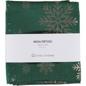 Resim Çimen Yeşili Jakarlı Masa Örtüsü (6-8 Kişilik) Orta Boy / Sofra Sunum Kigili