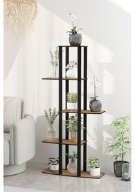 Resim Gardenya Çok Katlı Çiçeklik Saksılık Ceviz Ceviz 