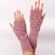 Resim Kadınlar İçin Şık Parmaksız Uzun Eldivenler - Yaprak Desenli, Elastik Fit Kışlık Çizgili Eldivenler, Dış Mekan Aktiviteleri ve Soğuk Hava için, Elde Yıkanabilir, Stil Sahibi Sıcak Tutan Aksesuar 