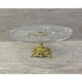 Resim Ayaklı Dekoratif Cam Çerezlik Meyvelik Sunumluk 5 Bölmeli 