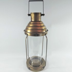 Resim Tgb Atelier Borfen Eskitme Görünümlü Silindir Metal Fener Mumluk Büyük Boy 