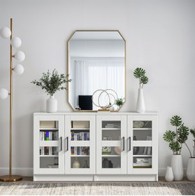Resim DEKOREX Kns204c-beyaz 4 Camlı Kapaklı Konsol 