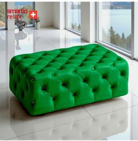 Resim Smarto Relax Puf Guarda Ayaksız Kapitoneli Dekoratif 80x40x45 Cm Yeşil Yeşil 