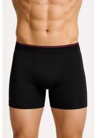 Resim Sedef Yıldızı Siyah Likralı Erkek Boxer 10 Adet Siyah 