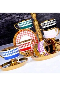 Resim Kosova Juliet Porselen 6'lı Ayaklı Fincan Takımı 90 cc İST-141 