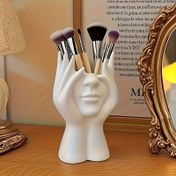 Resim Benzersiz Yaratıcı İnsan Vücut Sanatı Makyaj Fırça Tutucu, Masa veya Banyo için El Yapımı Kozmetik Organizatör, Hafif ve Şık Depolama Çözümü ile Anti-Drop Tasarımı, 11 Festif Durum için Eğlenceli Estetik Aksesuar 