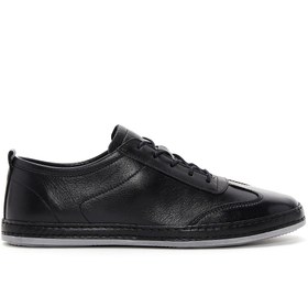 Resim Men's Black Lace-up Leather Sneaker 