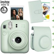 Resim Instax Mini 12 Yeşil Şipşak Fotoğraf Makinesi-20'li Film-Laporta Albüm ve Deri Kılıf Seti Fujifilm
