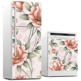 Resim Buzdolabı Ve Bulaşık Makinası Beyaz Eşya Sticker Kaplama Çiçek Du 