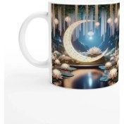 Resim Yengeç Burcu Baskılı Kahve Kupası - Ay Işığında Zodyak Bahçesi Vs4 