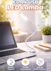 Resim Hakan Living USB Girişli 3 Parlaklık Ayarlı Dokunmatik Masa/Kitap Okuma Lambası Ledi Beyaz 