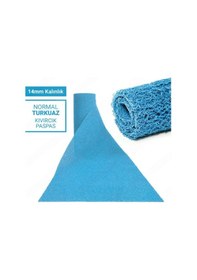 Resim 100x1300cm Turkuaz Kıvırcık Paspas-halı Kaymaz Yolluk Lidya 14mm Turkuaz 