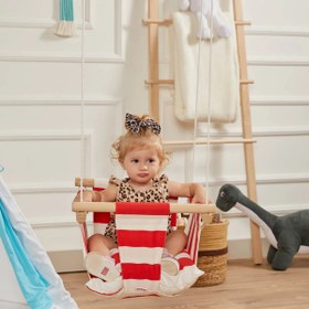 Resim Ahşap Bebek Salıncağı – Kırmızı 