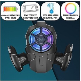 Resim Polham Rgb Işıklı 2si 1 Arada Oyun Tetik Ve Telefon Soğutucu 6000 Rpm Süper Fan, 400mah Batarya, Pubg Ve Call Of Duty Uyumlu 