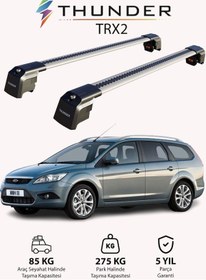 Resim Ford Focus Estate 2011-2018 Trx2 Thunder Carrier Kilitli Ara Atkı Taşıyıcı Tavan Barı Siyah 