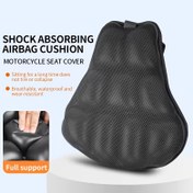 Resim 3D Motosiklet Hava Yastığı Şişen Koltuk Yastığı - Şok Emici, Nef Alabilen, Elektrikli Bisikletler ve Scooterler için Hızlı Kuruyan Su Geçirmez Koltuk Örtüsü, Tam Destek Koruma, Sürüş Güvenliği, Evrensel Uyumluluk, Scooter Koltuk Örtüsü | Modern Koltuk Yastığı | Hızlı Kuruyan Yastık 