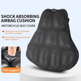 Resim 3D Motosiklet Hava Yastığı Şişen Koltuk Yastığı - Şok Emici, Nef Alabilen, Elektrikli Bisikletler ve Scooterler için Hızlı Kuruyan Su Geçirmez Koltuk Örtüsü, Tam Destek Koruma, Sürüş Güvenliği, Evrensel Uyumluluk, Scooter Koltuk Örtüsü | Modern Koltuk Yastığı | Hızlı Kuruyan Yastık 