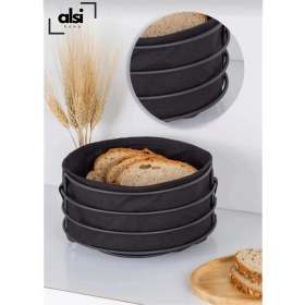 Resim Alsi Home Lüx Paslanmaz Ekmeklik ve Servis Sunum Seti Havluluk Peçetelik Nihale Ekmek Sepeti 4'lü Set 