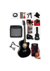 Resim Midex Rg-560bk-amp Siyah Amfili Elektro Akustik Gitar Full Set 