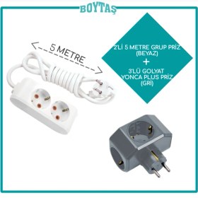 Resim Viko 2'li Beyaz Grup Priz + Gri Yonca Plus Golyat 