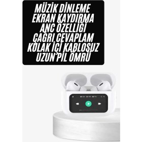 Resim Techno Stock Dokunmatik Ekranlı Anc/enc Yeni Nesil Pro Bluetooth Kulaklık Dokunmatik Ekran 