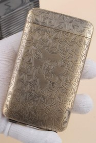 Resim İşlemeli Retro Tasarım Metal Uzun Sigara Tabakası Bakır Bronz Renk 