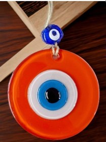 Resim Turuncu Nazar Boncuklu Duvar Süsü 10 Cm Cam Duvar Dekoru 02-10mm 5yards 