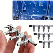 Resim 1 Adet Paslanmaz Çelik Akvaryum Hava Akış Kontrol Valfi, Metal Hava Dağıtıcı Kolu Pompası Standart Eklerle, Balık Tankı Hava Musluğu Bölücü 
