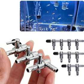 Resim 1 Adet Paslanmaz Çelik Akvaryum Hava Akış Kontrol Valfi, Metal Hava Dağıtıcı Kolu Pompası Standart Eklerle, Balık Tankı Hava Musluğu Bölücü 