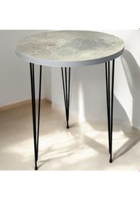 Resim Zigon Sehpa Beyaz Fume Metal Tel Ayak Beyaz - Atlantik Çam 