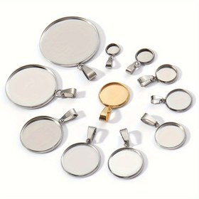 Resim 5/10 adet Paslanmaz Çelik Yuvarlak Kolye Sallantı Şanslar, Kendin Yap Takı Bulguları, Zamansız Aksesuarlar 