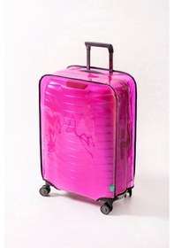 Resim Şeffaf Valiz Ve Bavul Kılıfı Neon Renk Pvc Neon Pembe 